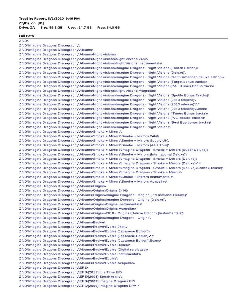 TreeSize Export PDF Music Industry Albums