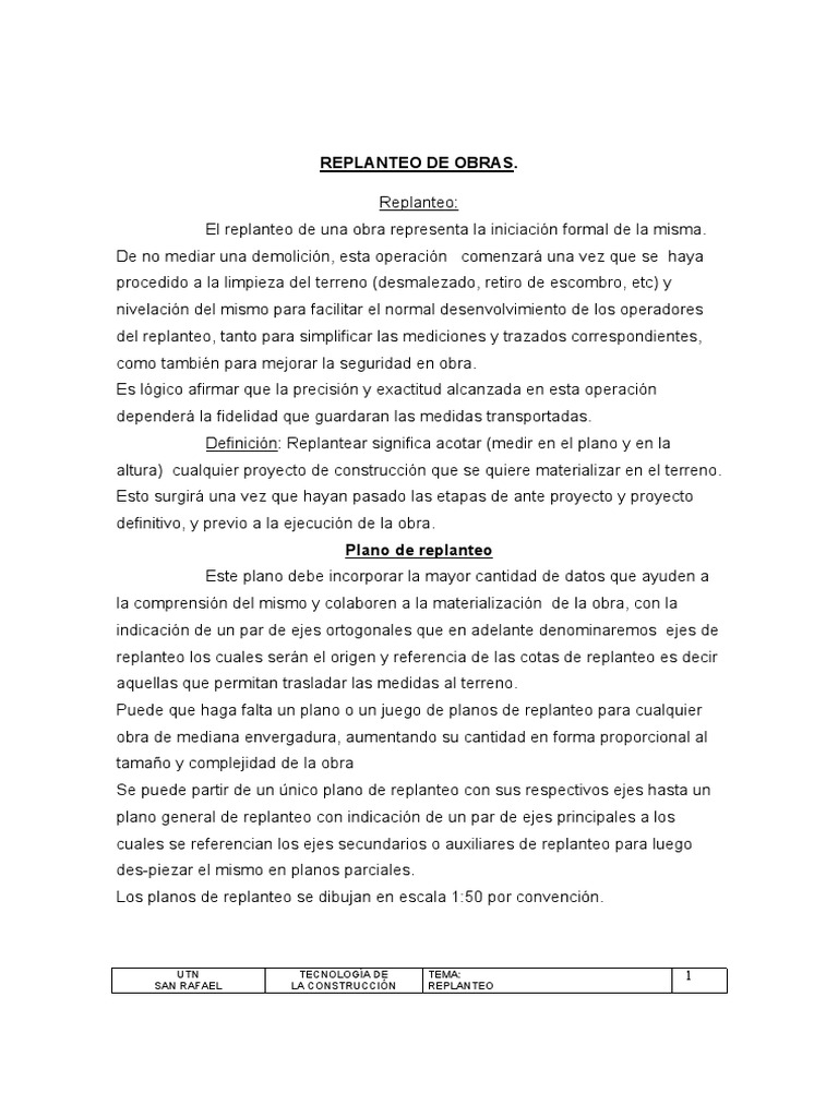 REPLANTEO | PDF | Braguero | Hormigón