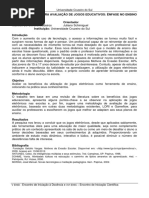 Avaliação de jogos educativos com enfase no ensino fundamental