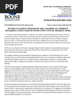 Revised Statement From Boone Area Chamber of Commerce Regarding Action Taken by Boone Town Council Thursday Night