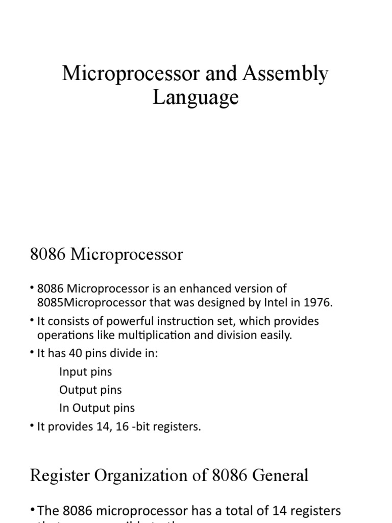 Microprocessor and Assembly Language Lecture 1 | PDF | Pointer ...