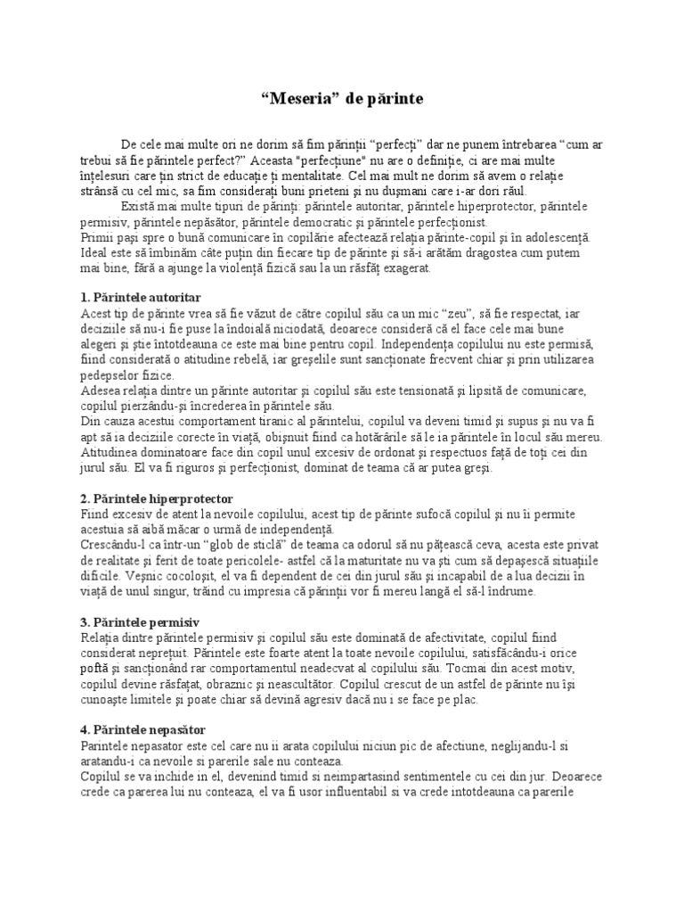 Tipuri de Parinti | PDF