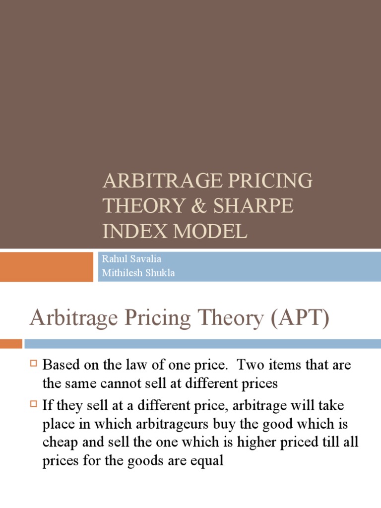 APT and Sharpe Index Model Overview | PDF | Beta (Finance) | Financial ...