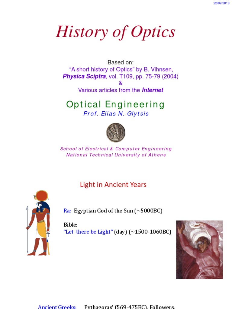 History of Optics PDF Light Optics