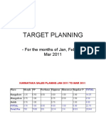 Target Planning: - For The Months of Jan, Feb and Mar 2011