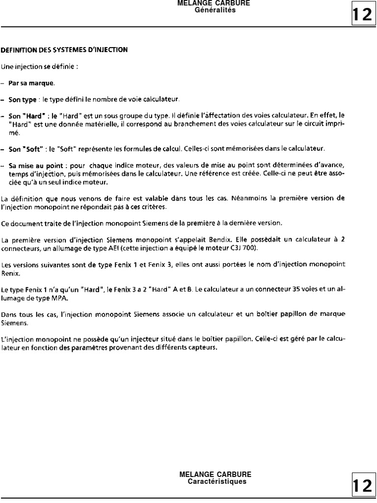 Fonctionnement de l'injection monopoint | PDF | Injection (moteur ...