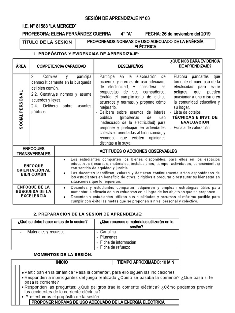 Normas para el Uso Seguro de la Electricidad | PDF | Aprendizaje ...