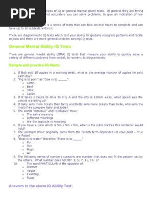 IQ Test Reviewer
