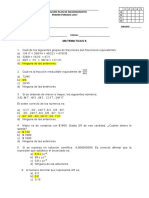 Evaluación de Matemáticas para mejorar conceptos fraccionarios