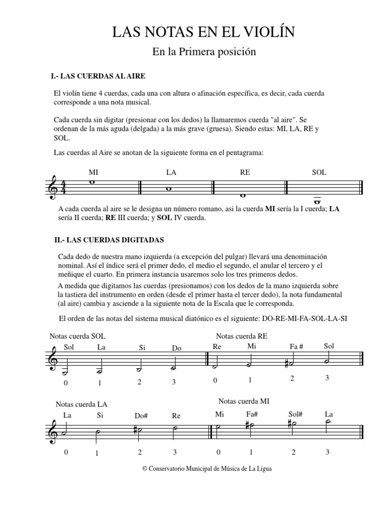 en Primera Posición para El Violín | PDF | Escala (música) | Instrumentos musicales