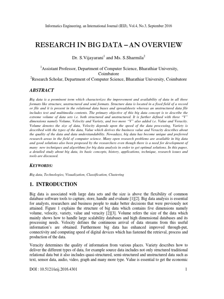 Big Data Research Overview | PDF | Apache Hadoop | Big Data
