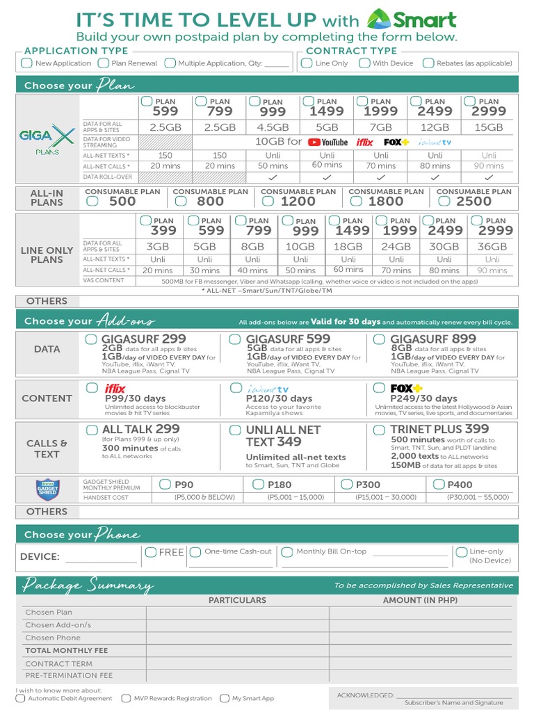Smart Postpaid Plans Overview | PDF | Telecommunications | Mobile ...