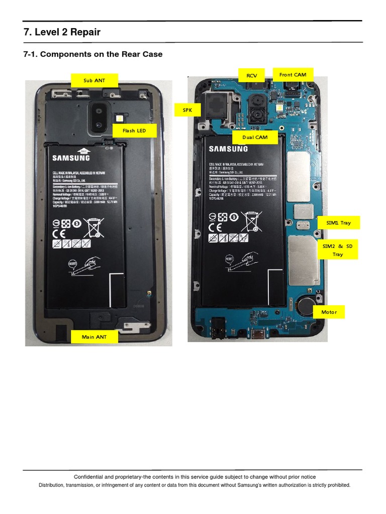 Disassembly and Assembly Procedures for Level 2 Repair of the Samsung