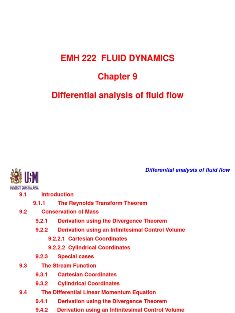 Differential Analysis of Fluid Flow | PDF | Navier–Stokes Equations ...