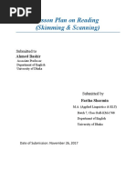 Lesson Plan On Reading (Skimming & Scanning) : Submitted To