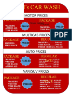 Sian'S Car Wash: Motor Prices
