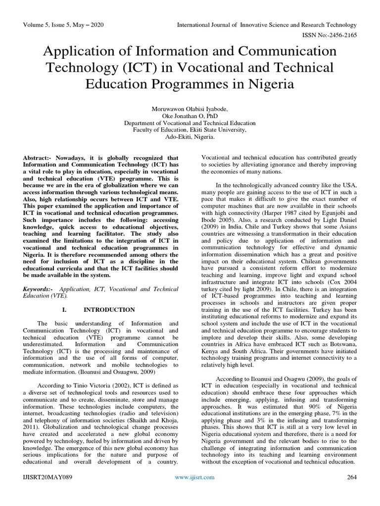 Application of Information and Communication Technology (ICT) in