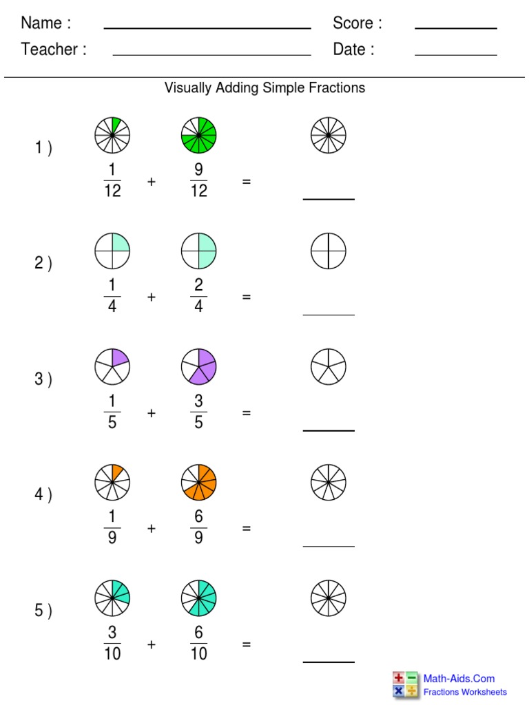 El-3-4 Fractions Adding Simple Visual | Pdf