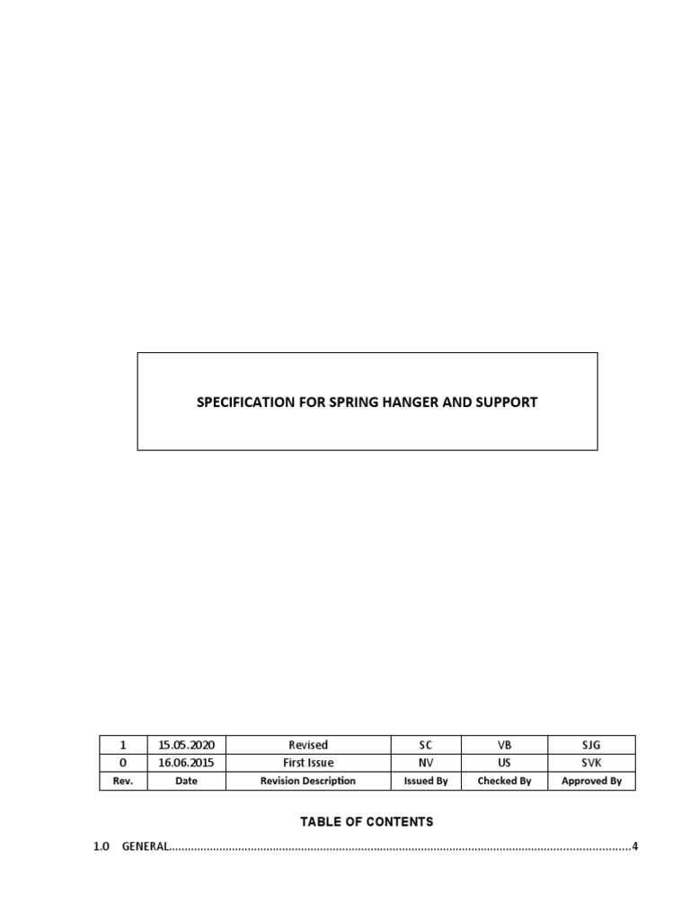 Spring Hanger Support Specifications | PDF | Specification (Technical ...