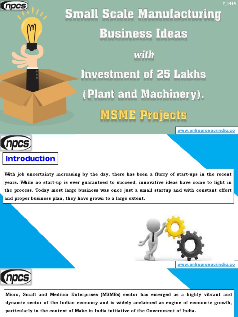 Small Scale Manufacturing Ideas in India | PDF | Business