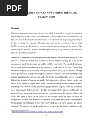 CORONA VIRUS VS FAKE NEWS VIRUS