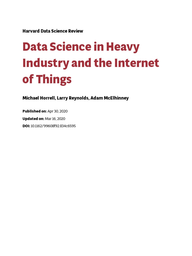 Data Science in Heavy Industry and The Internet of Things | PDF ...