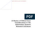 A Review of Ethical Issue Considerations in The Information Systems Research Literature