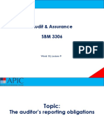 Audit & Assurance SBM 3306: Week 10, Lecture 9