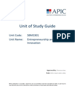 Unit of Study Guide: Unit Code: SBM3301 Unit Name: Entrepreneurship and Innovation
