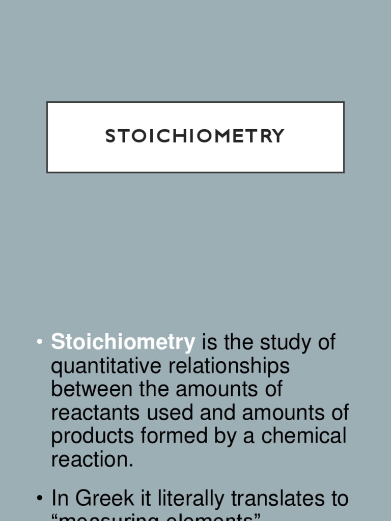 Stoichiometry PDF | PDF