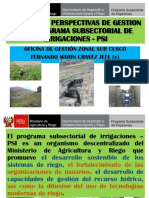 Alcances Y Perspectivas de Gestion Del Programa Subsectorial de Irrigaciones - Psi