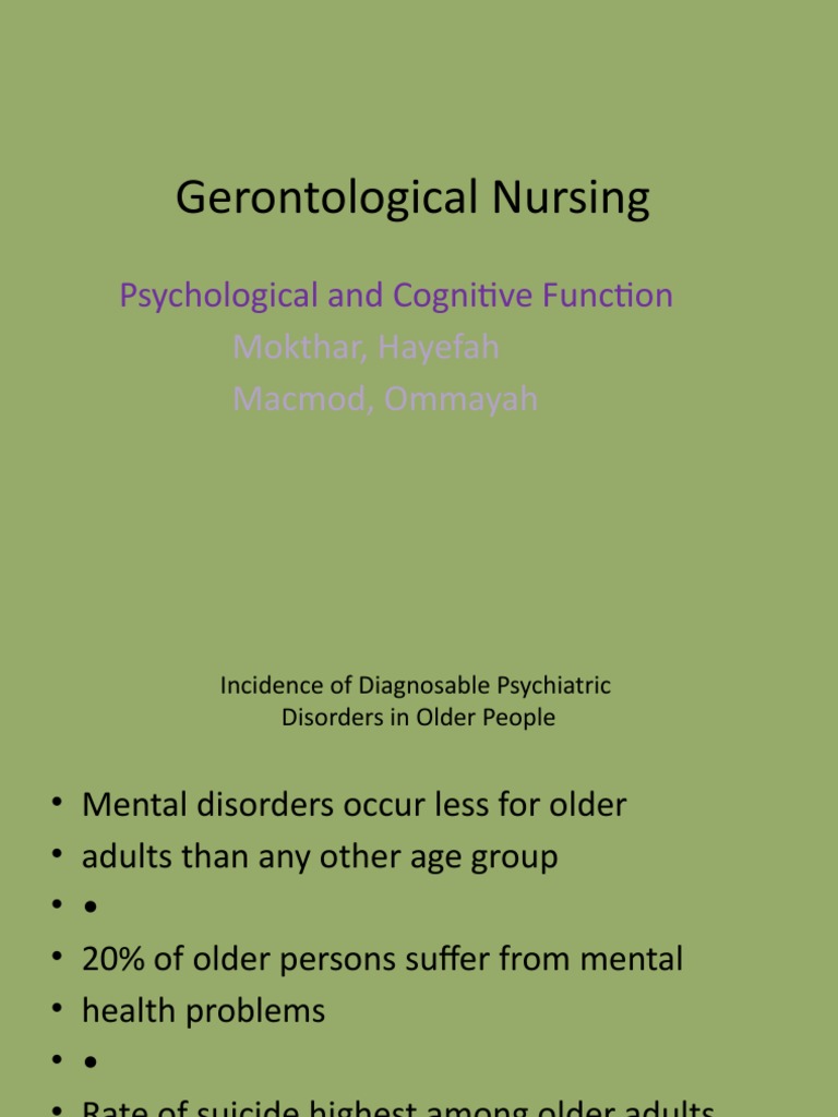 Mental Health in Older Adults: Insights | PDF | Major Depressive ...