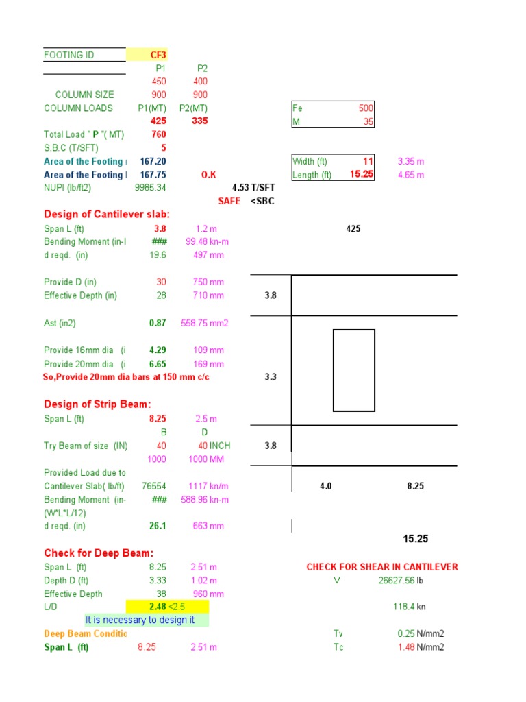 Structural Design Calculations for Footing | PDF | Teaching Mathematics ...
