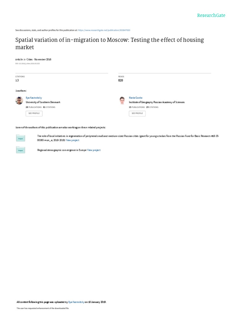 Spatial Variation of InMigration To Moscow Testing The Effect of