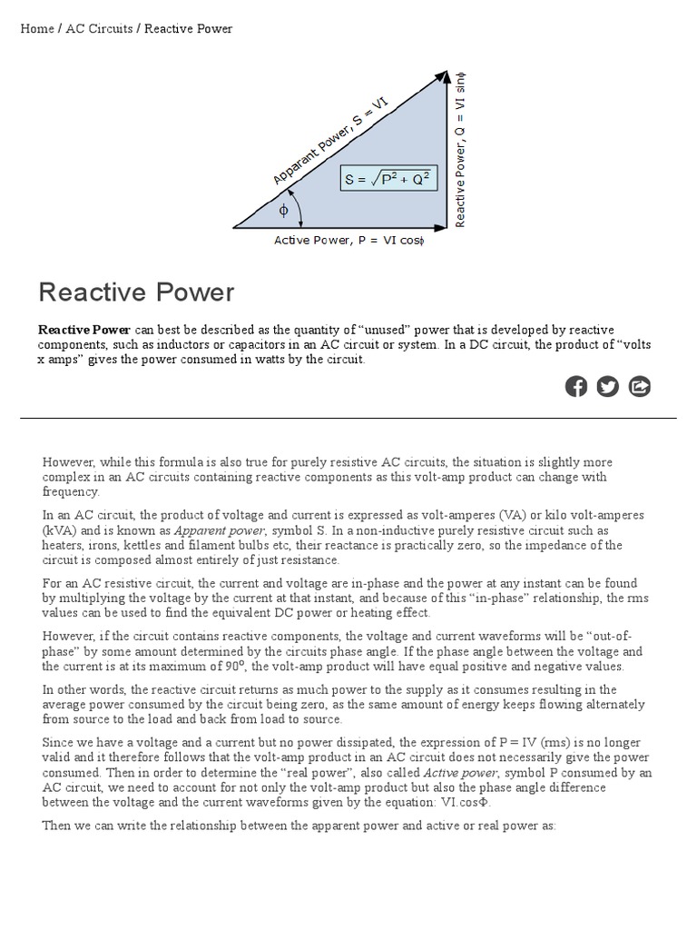 Understanding Reactive Power in AC Circuits | PDF | Ac Power | Electric ...