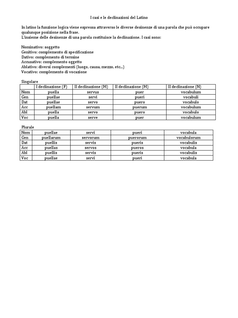 Declinationes in Lingua Latina | PDF