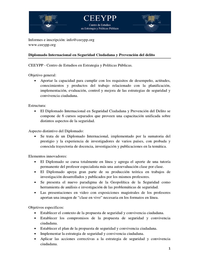Diplomado en Seguridad Ciudadana Online | PDF | Prevención del crimen ...