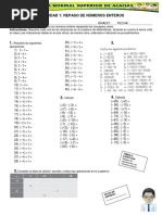 Actividad 1 Repaso de Números Enteros PDF