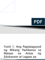 Yunit 1 Pagtataguyod NG Wikang Pambansa FIL101