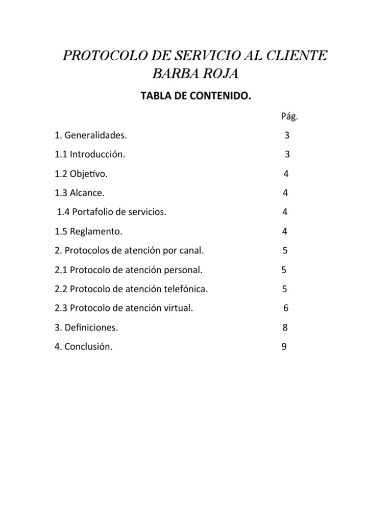 Protocolo de Servicio al Cliente Barba Roja | PDF | Servicio al Cliente ...