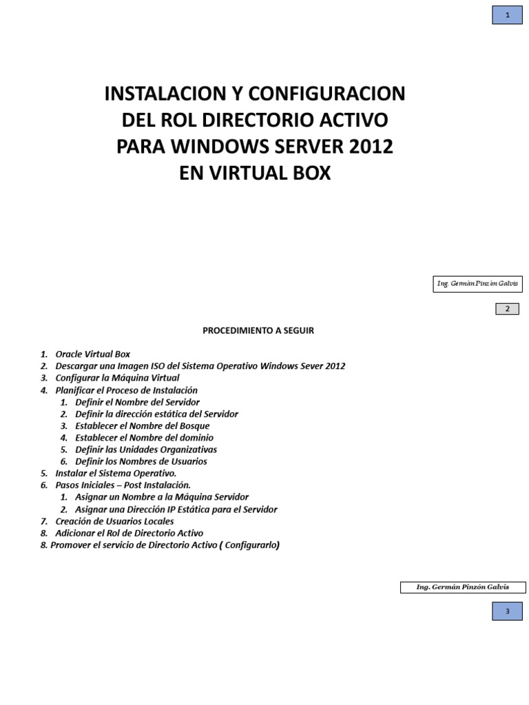 Instalación de Windows Server 2012 en VirtualBox | PDF | Directorio ...