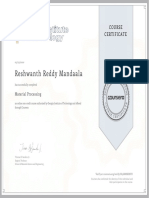 Reshwanth Reddy Mandaala: Course Certificate