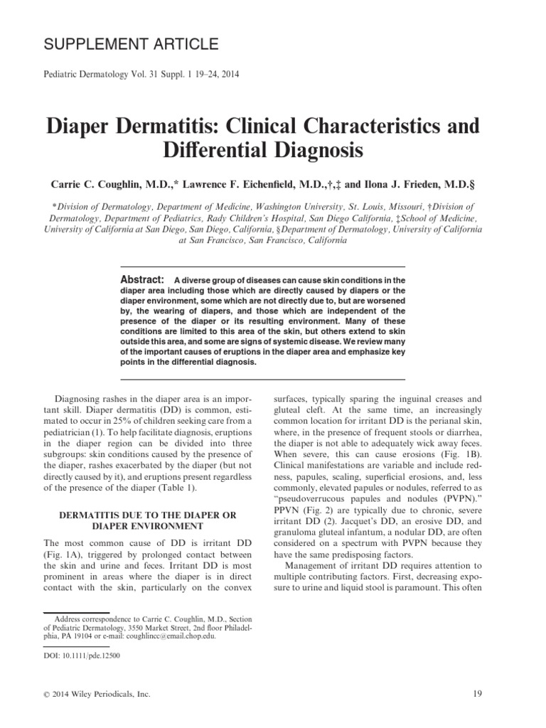 Diaper Dermatitis Clinical Characteristics and Differential Diagnosis