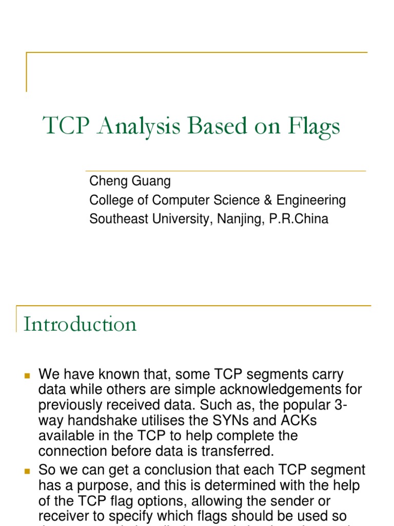 Tcp Analysis Based on Flags Transmission Control Protocol