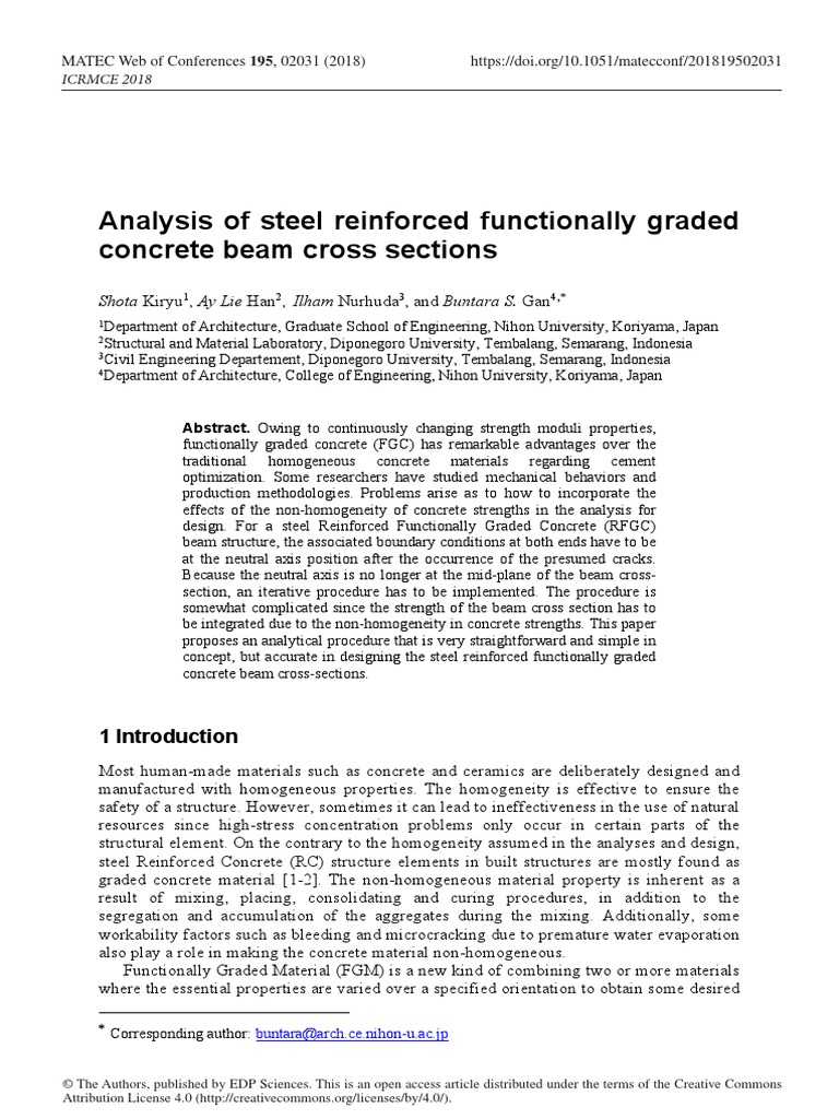 Analysis of Steel Reinforced Functionally Graded Concrete Beam Cross ...