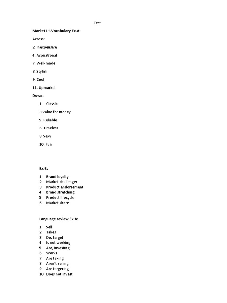 Vocabulary and Language Exercises | PDF