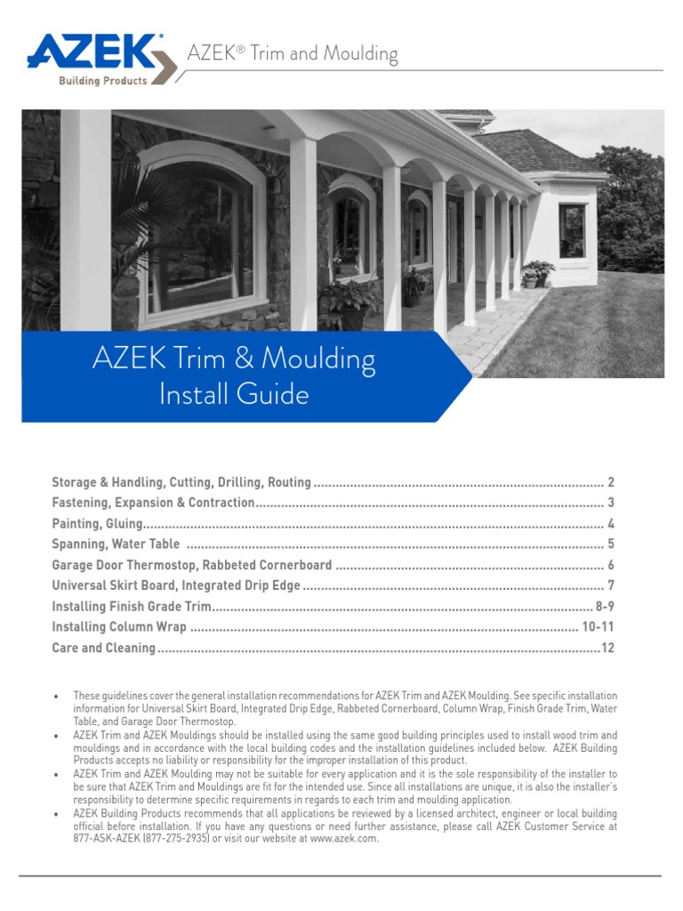 Azek Trim Moulding Installguide PDF Adhesive Paint