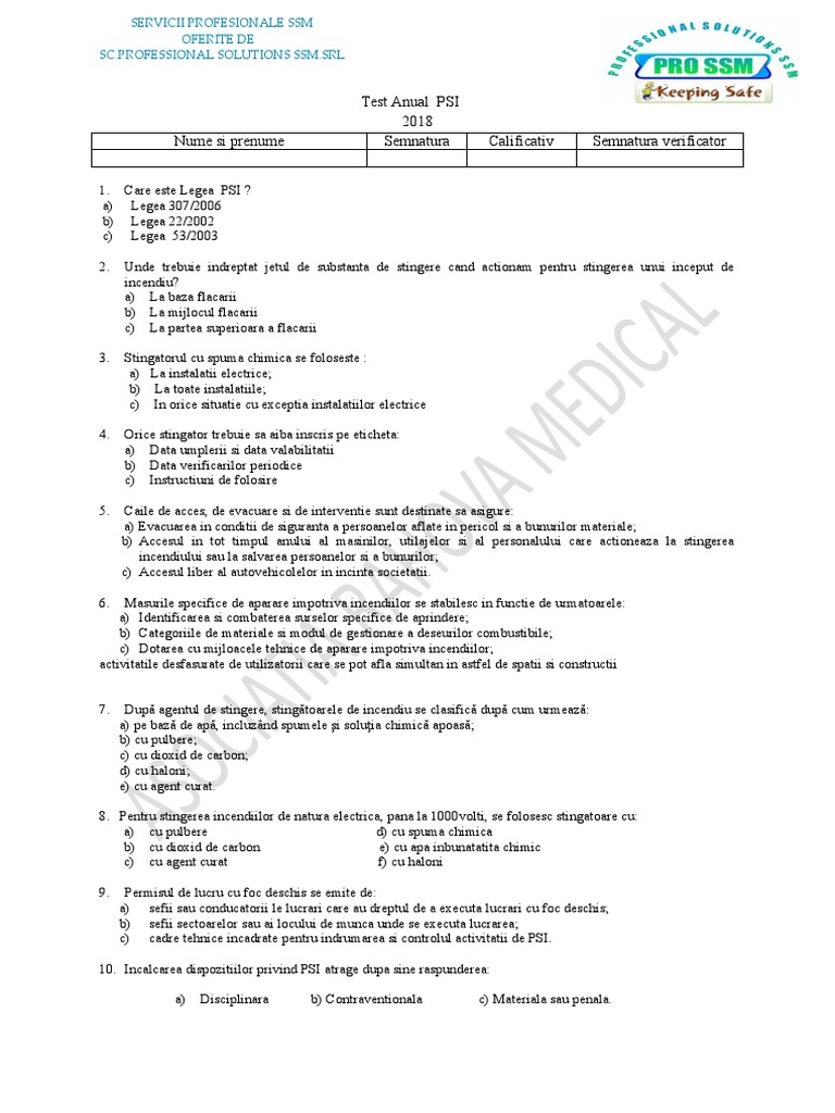 01 Test Anual PSI - 2018 | PDF