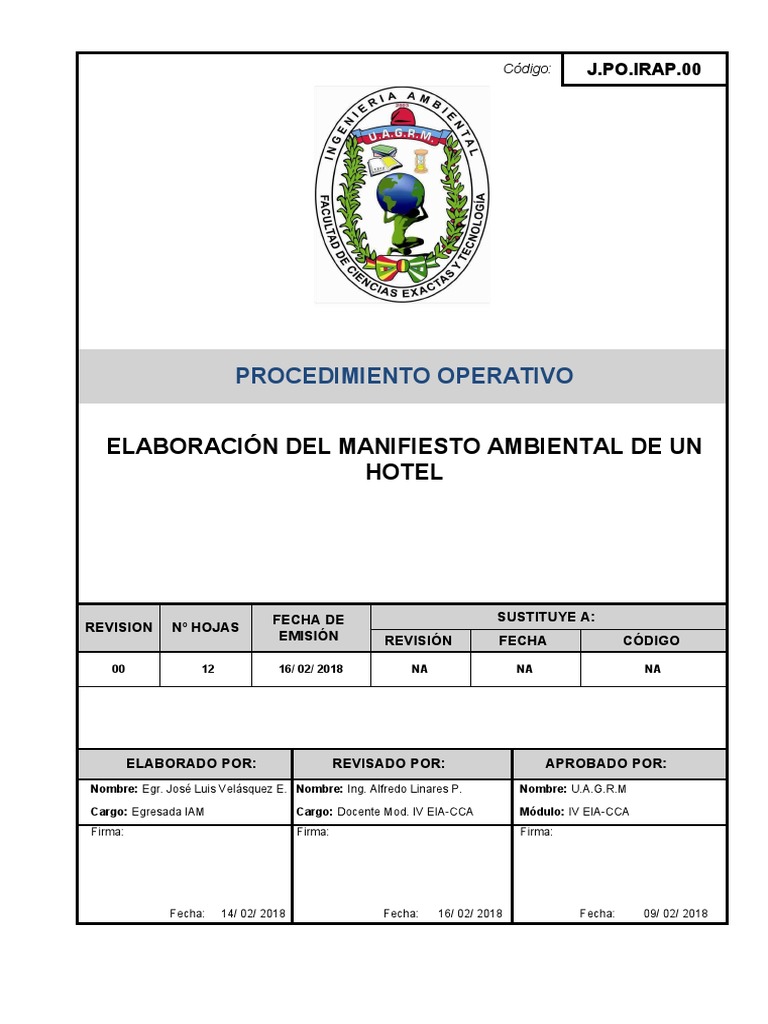 Guía para Manifiesto Ambiental Hotel | PDF | Entorno natural | Agua