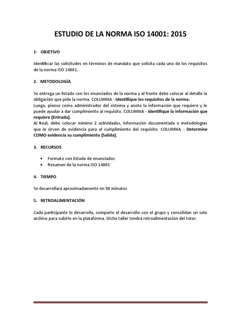 Estudio de la Norma ISO 14001:2015 | PDF | Planificación | Entorno natural